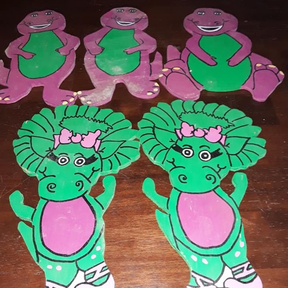 handmade Other - 5 - Wooden handmade and hand painted Barney and Ba